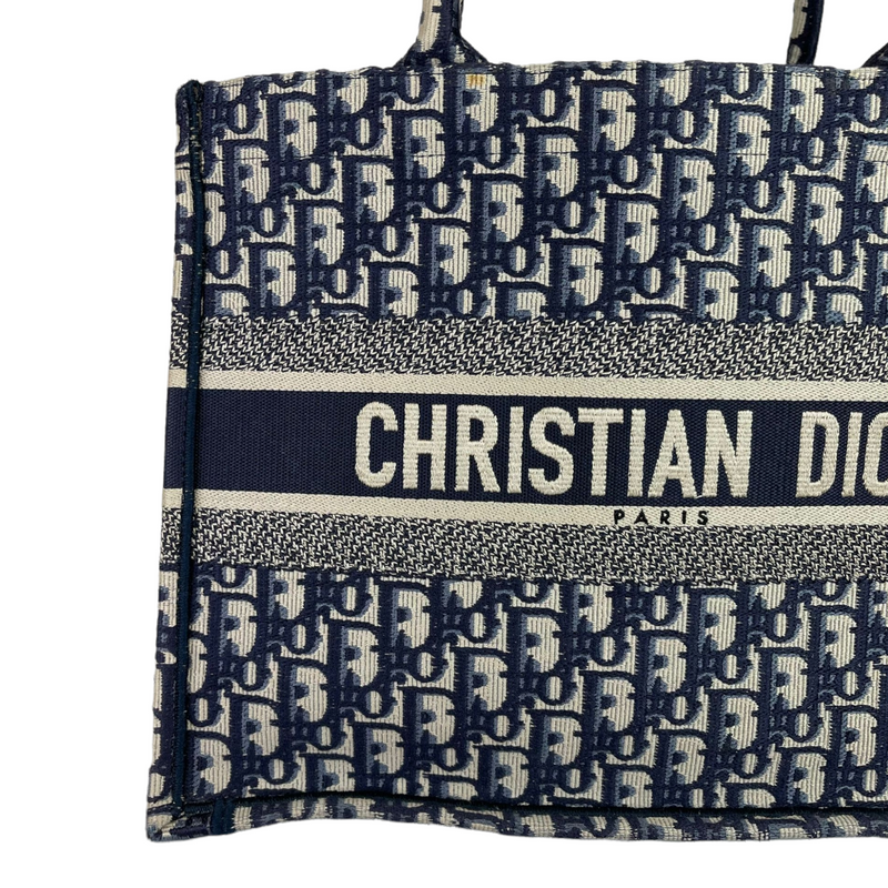 Christian Dior Navy Oblique Canvas & Velour Book Tote Medium Q9BHMA0EN7001