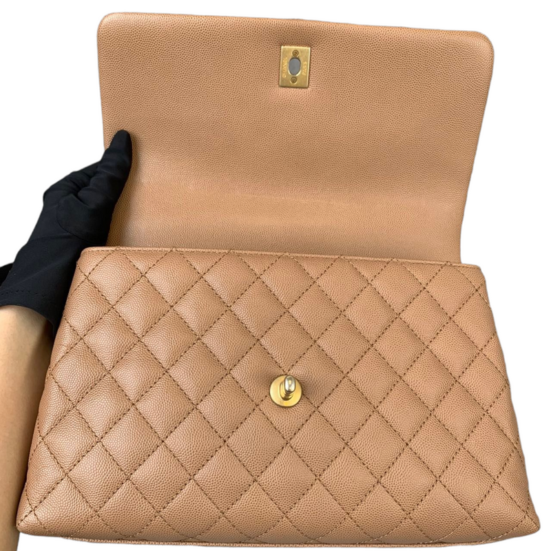 Medium Coco Handle Flap Beige GHW