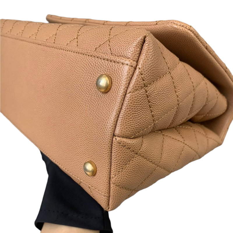 Medium Coco Handle Flap Beige GHW