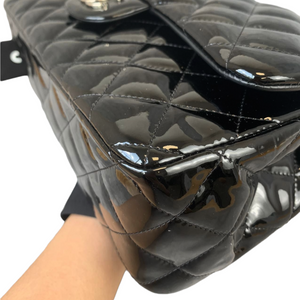 Jumbo Double Flap Patent Black SHW