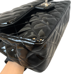 Jumbo Double Flap Patent Black SHW