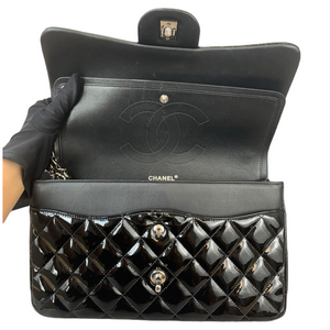 Jumbo Double Flap Patent Black SHW