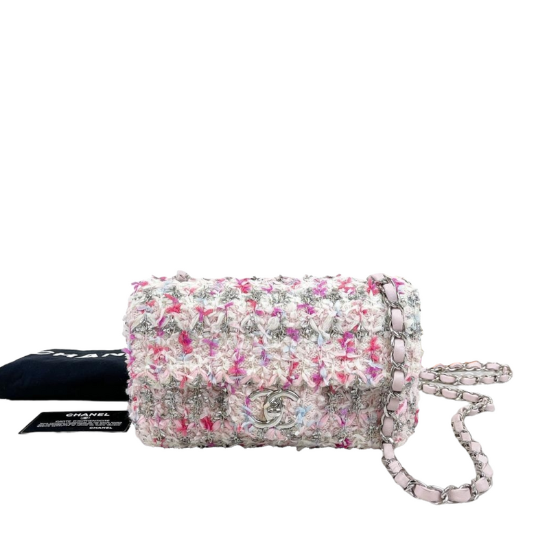 Tweed Mini Rectangular Flap Tweed Pink SHW