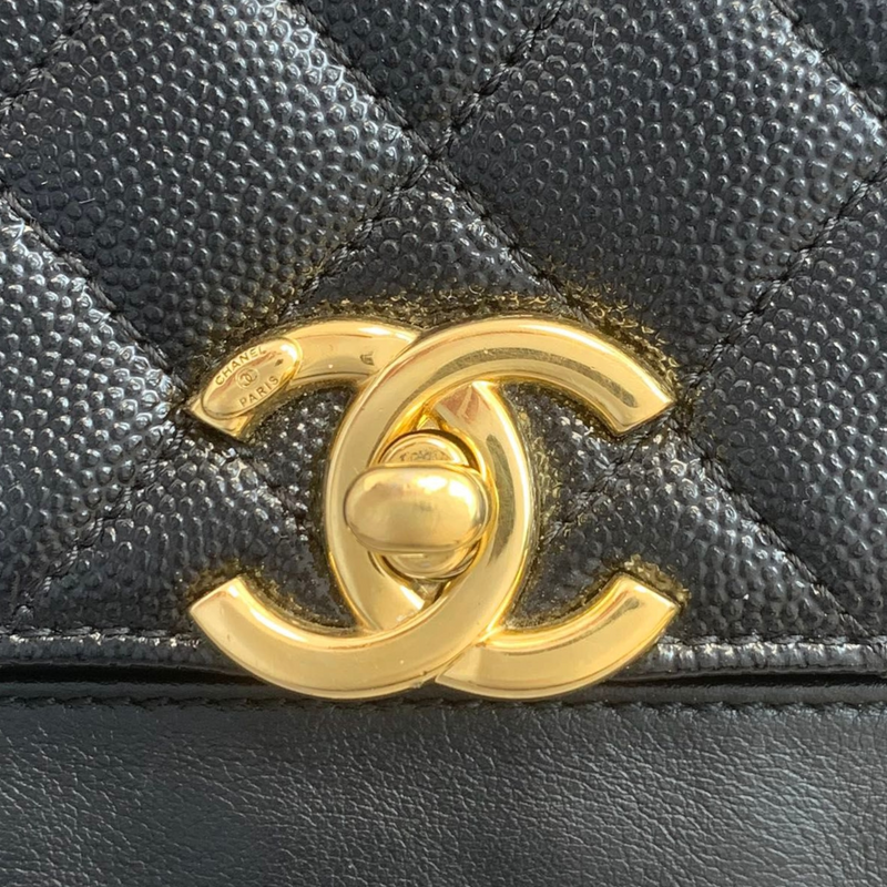 Mini Flap Bag Mixed Leather Black GHW