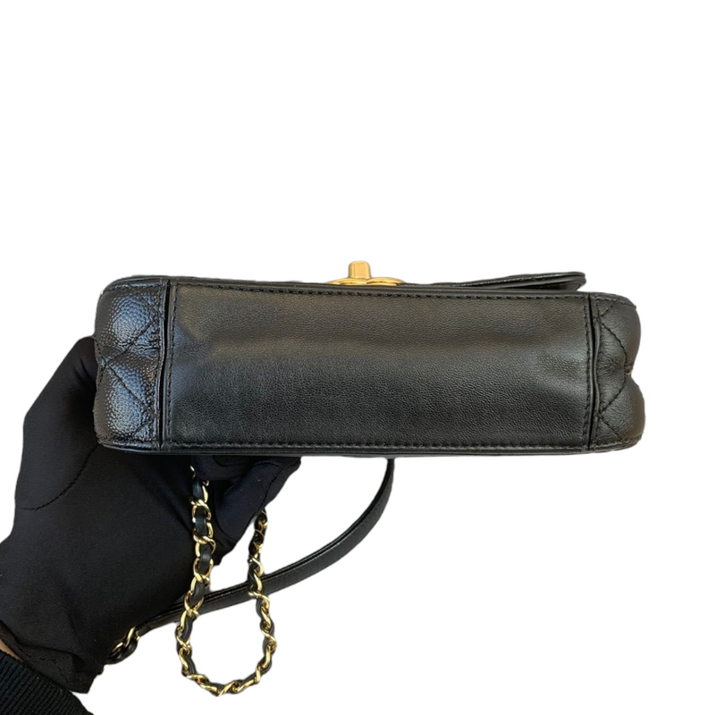 Mini Flap Bag Mixed Leather Black GHW
