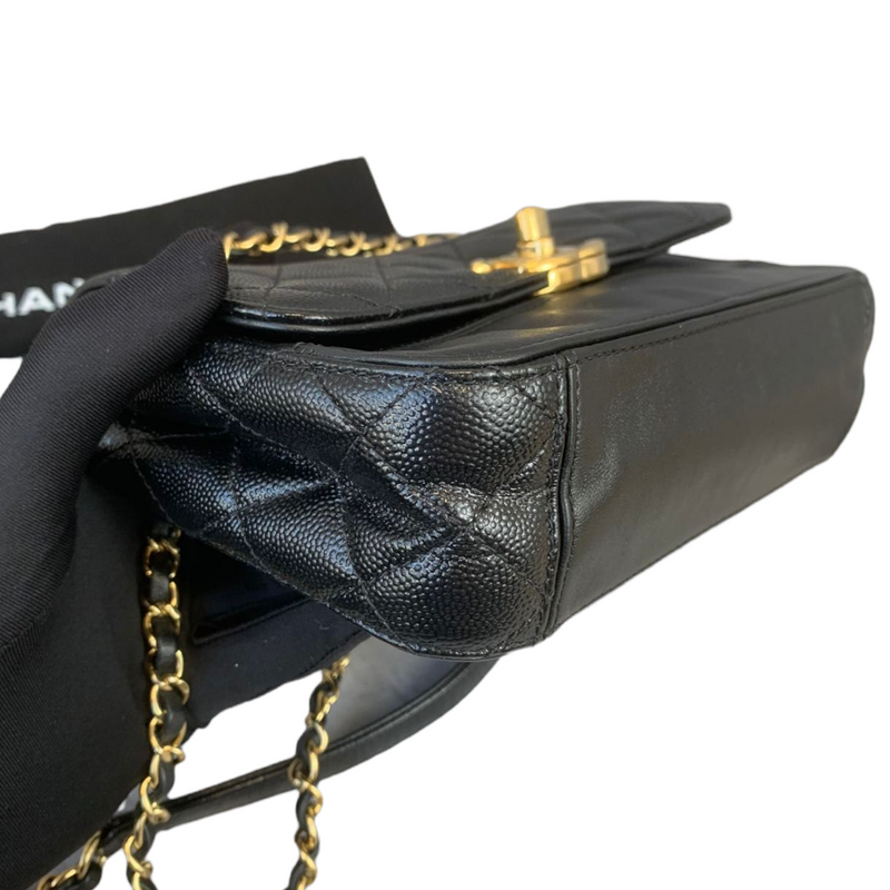 Mini Flap Bag Mixed Leather Black GHW