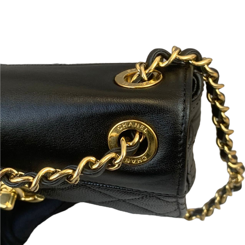 Mini Flap Bag Mixed Leather Black GHW
