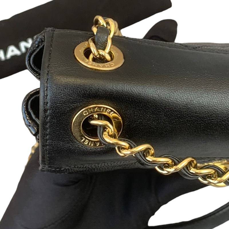 Mini Flap Bag Mixed Leather Black GHW