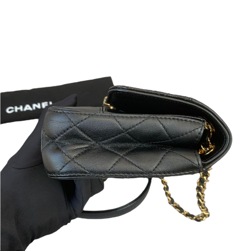 Mini Flap Bag Mixed Leather Black GHW