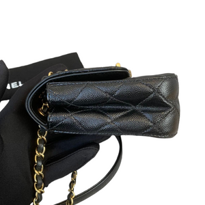 Mini Flap Bag Mixed Leather Black GHW