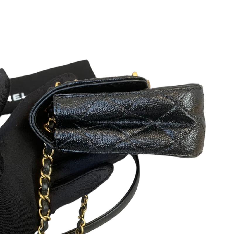 Mini Flap Bag Mixed Leather Black GHW