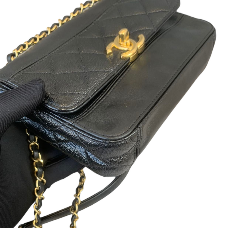 Mini Flap Bag Mixed Leather Black GHW