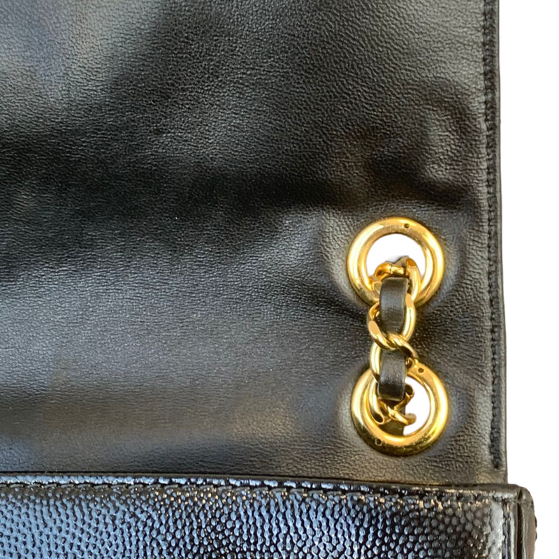 Mini Flap Bag Mixed Leather Black GHW