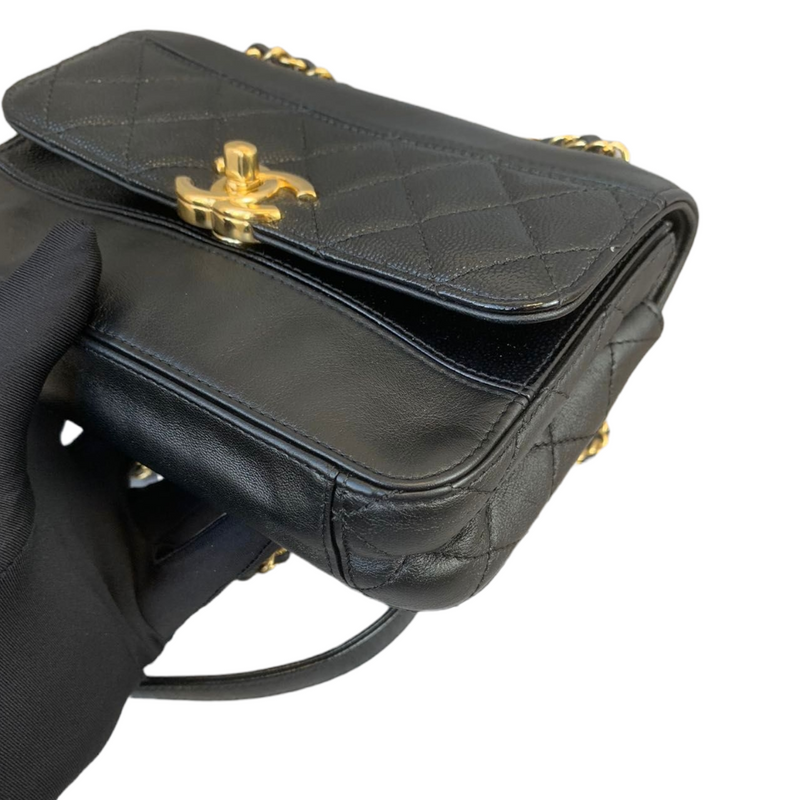 Mini Flap Bag Mixed Leather Black GHW