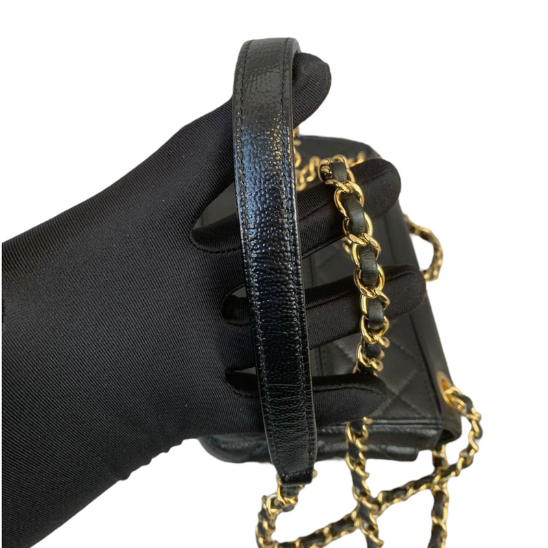 Mini Flap Bag Mixed Leather Black GHW