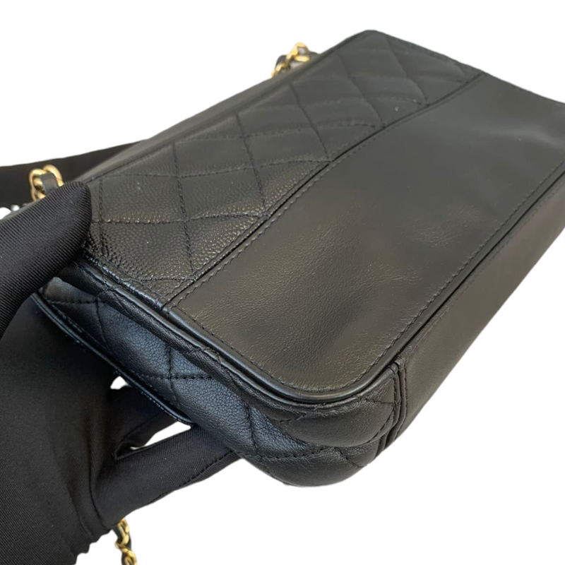 Mini Flap Bag Mixed Leather Black GHW