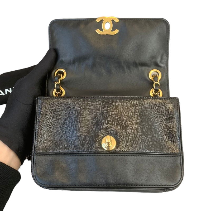 Mini Flap Bag Mixed Leather Black GHW