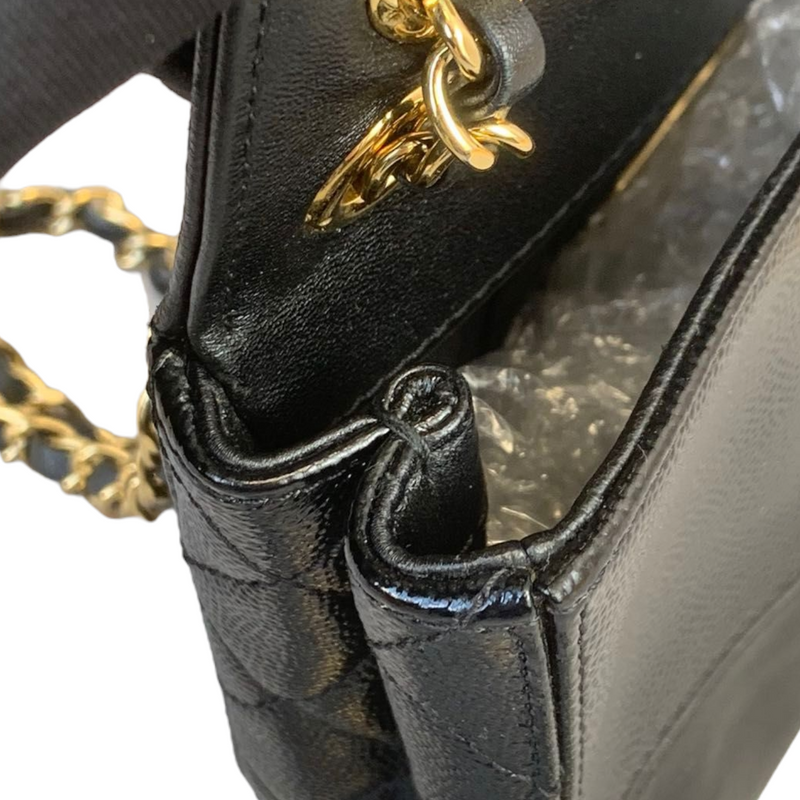 Mini Flap Bag Mixed Leather Black GHW