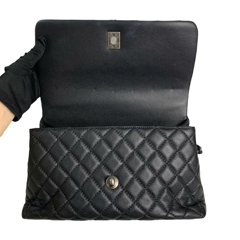 Medium Coco Handle Flap Black RHW