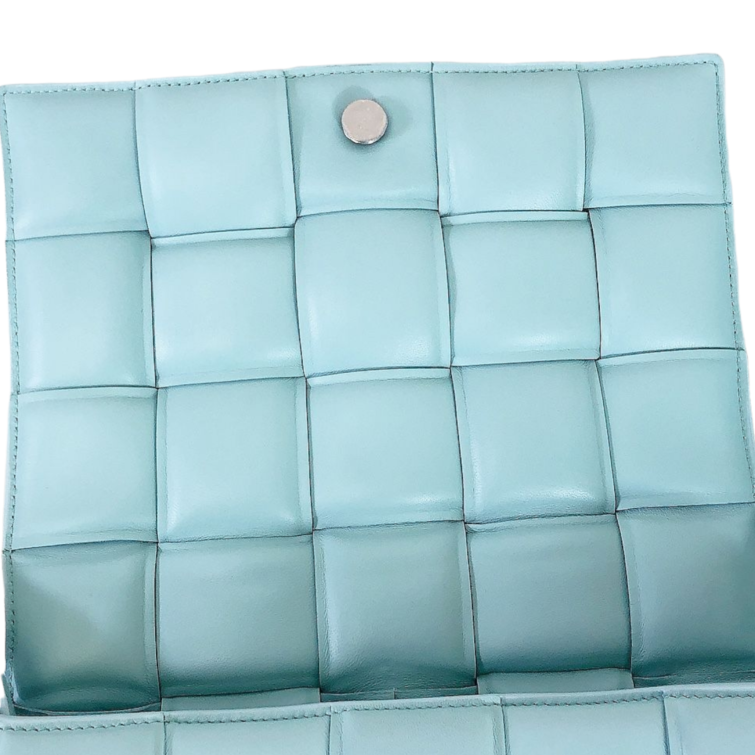 【送料&関税込】Bottega Veneta Pastel Light-blue Stretch Cot Bottega Veneta - Teen Pale Blue Woven Leather Pouch