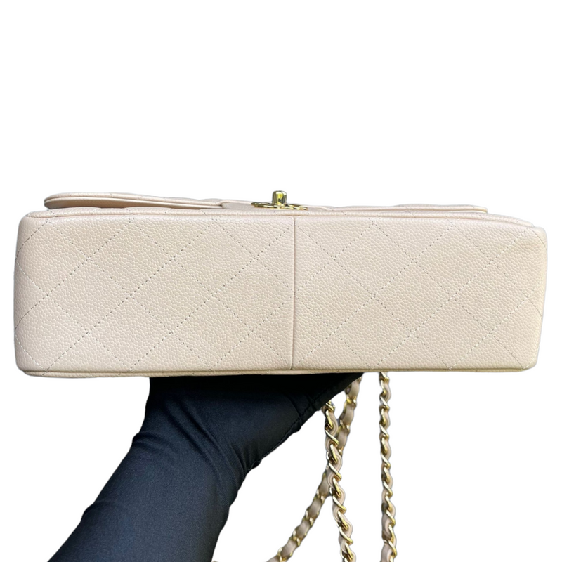 Jumbo Classic Double Flap Caviar Beige GHW