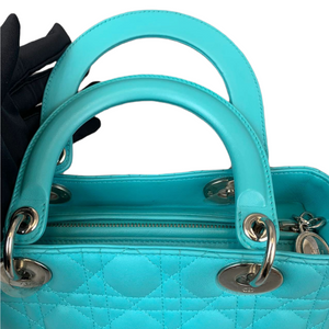 Medium Lady Dior Cannage Turquoise SHW