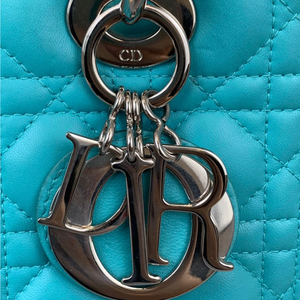 Medium Lady Dior Cannage Turquoise SHW