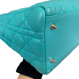 Medium Lady Dior Cannage Turquoise SHW