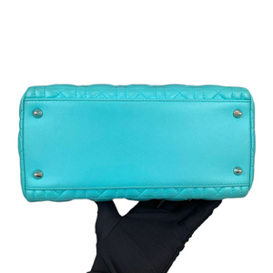 Medium Lady Dior Cannage Turquoise SHW