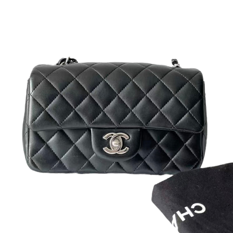 Chanel Navy Blue Caviar Rectangular Mini Classic Flap Bag SHW