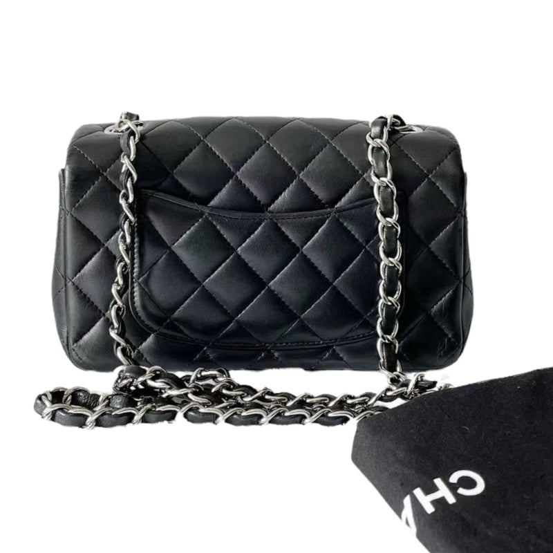 Classic Flap Mini Rectangle Lambskin Black SHW