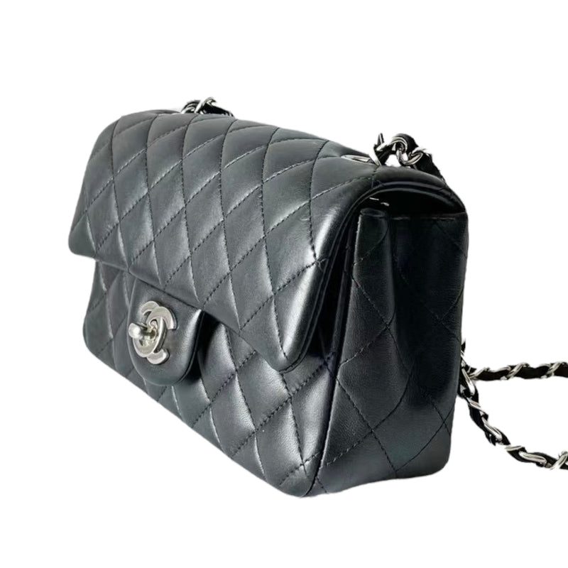 Classic Flap Mini Rectangle Lambskin Black SHW