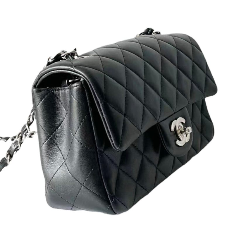 Classic Flap Mini Rectangle Lambskin Black SHW