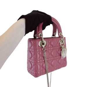 Lady Dior Mini Lambskin Mallow Rose SHW