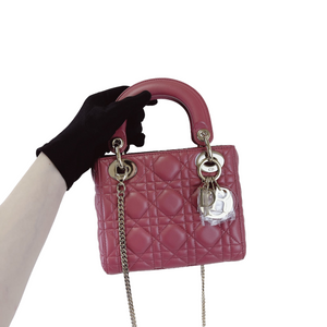 Lady Dior Mini Lambskin Mallow Rose SHW