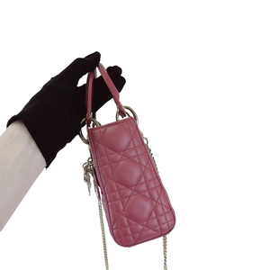 Lady Dior Mini Lambskin Mallow Rose SHW