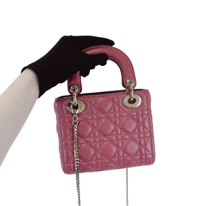 Lady Dior Mini Lambskin Mallow Rose SHW