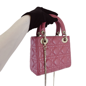 Lady Dior Mini Lambskin Mallow Rose SHW