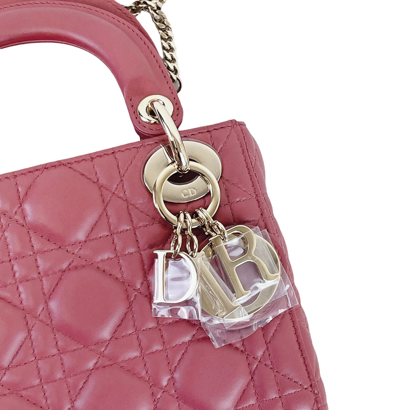 Lady Dior Mini Lambskin Mallow Rose SHW