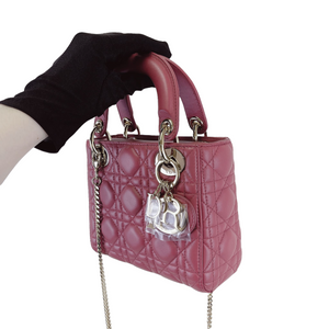 Lady Dior Mini Lambskin Mallow Rose SHW