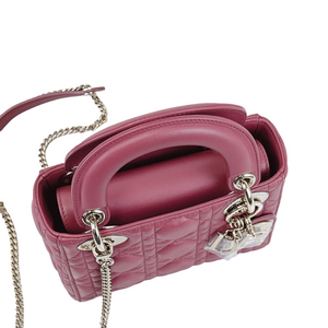 Lady Dior Mini Lambskin Mallow Rose SHW