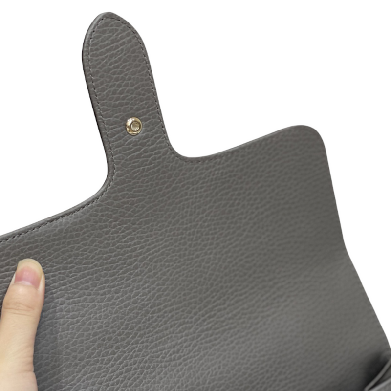 Interlocking GG Calfskin Leather Grey LGHW