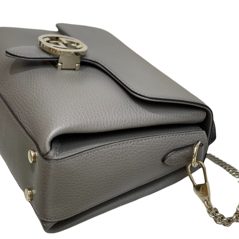 Interlocking GG Calfskin Leather Grey LGHW