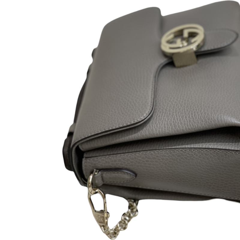 Gucci Interlocking GG Calfskin Leather Grey SHW Bag Religion