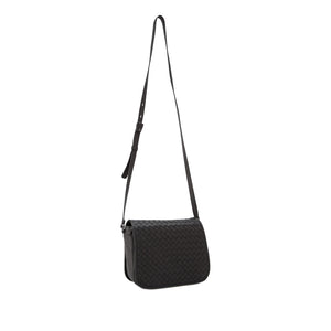 Intrecciato Leather Crossbody Bag in Black