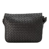 Intrecciato Leather Crossbody Bag in Black