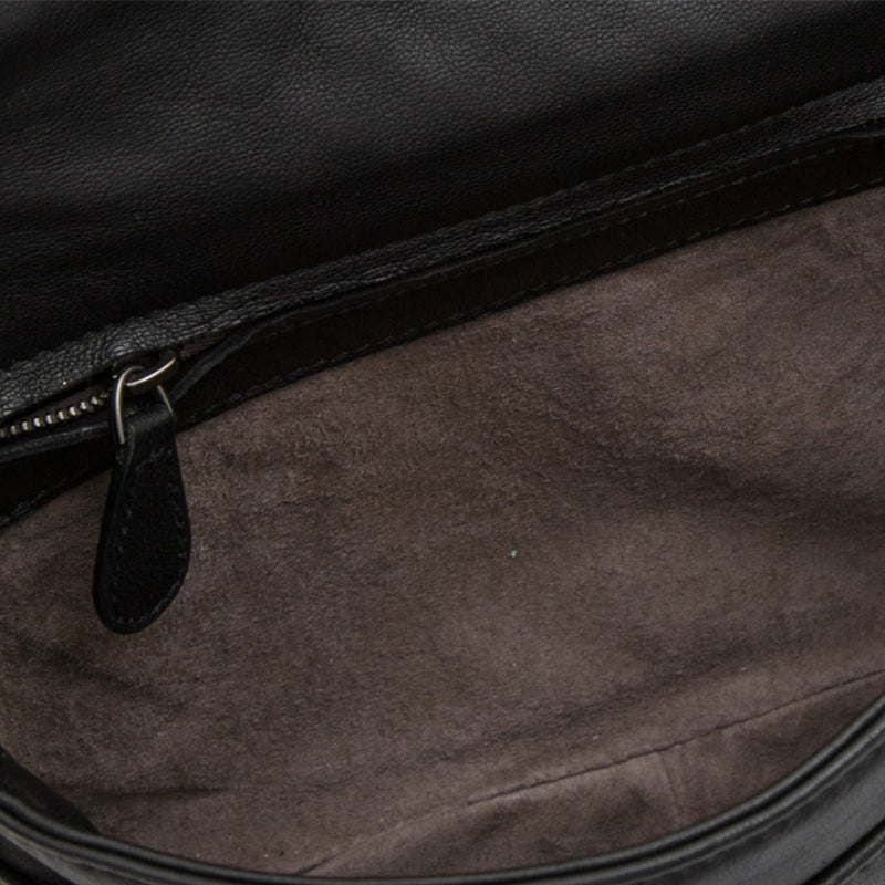 Intrecciato Leather Crossbody Bag in Black