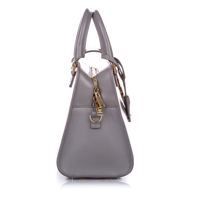 Gray YSL Monogram Cabas Leather Satchel