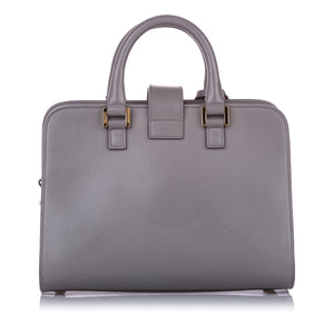 Gray YSL Monogram Cabas Leather Satchel