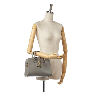 Gray YSL Monogram Cabas Leather Satchel